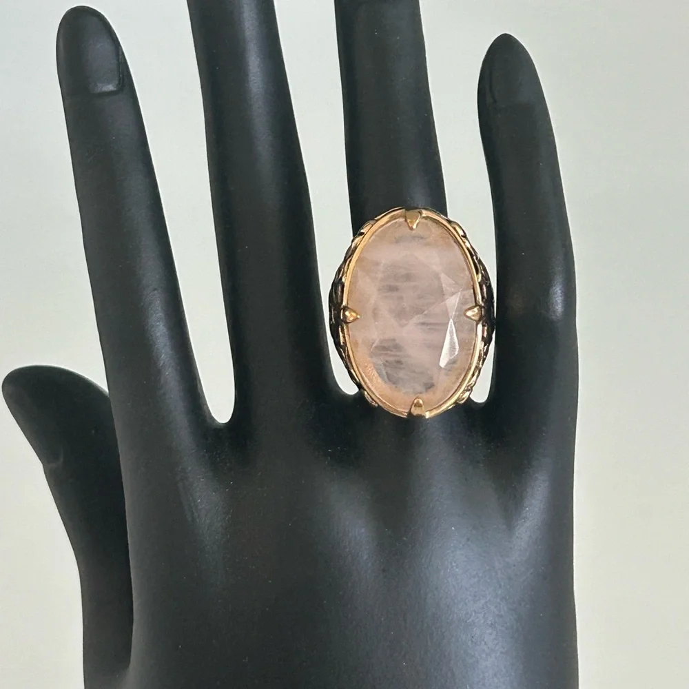 Barse Rose Quartz Brass Ring - Picture 1 of 6